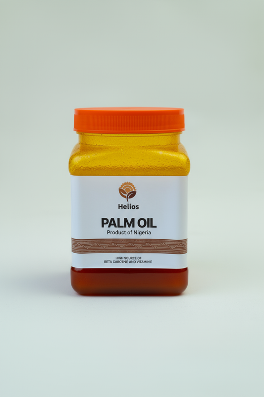 Jar of Helias Palm Oil on a white background